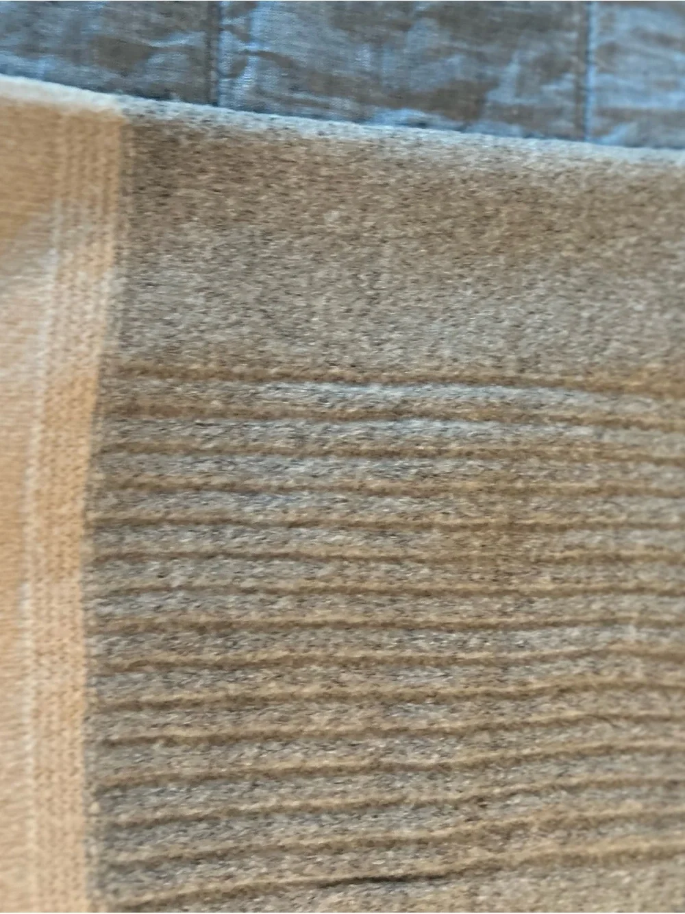 Vince Camuto Beige and Cream Knit Scarf with Fringe